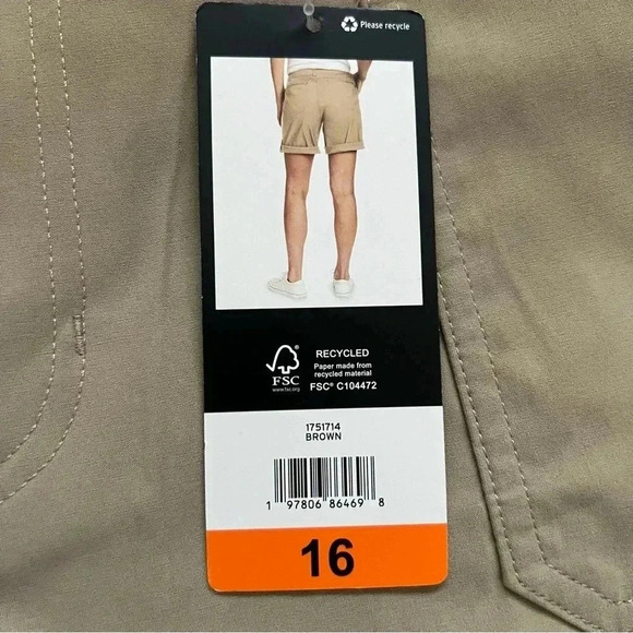 Eddie Bauer NWT Rolled Hem Bermuda Short Brown 1751714 Women Size 16 Outdoor - Picture 13 of 14